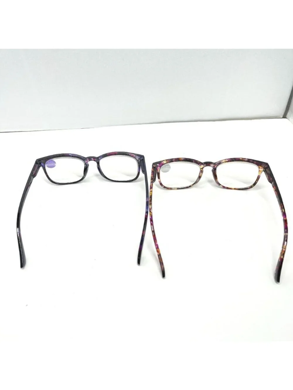 Set Of 2 Reading Glasses +5.0 Blue Light Filter Square Frame Floral & Tortoise